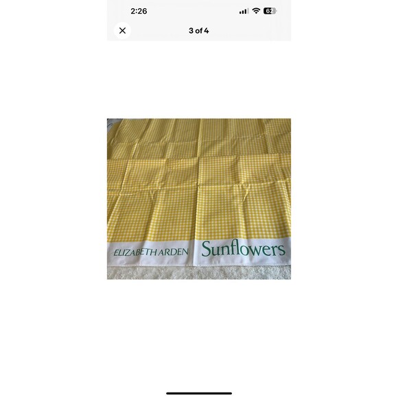 Elizabeth Arden Tablecloth Sunflowers Yellow Gingham Square 56x54 Inches. Read - Picture 4 of 5